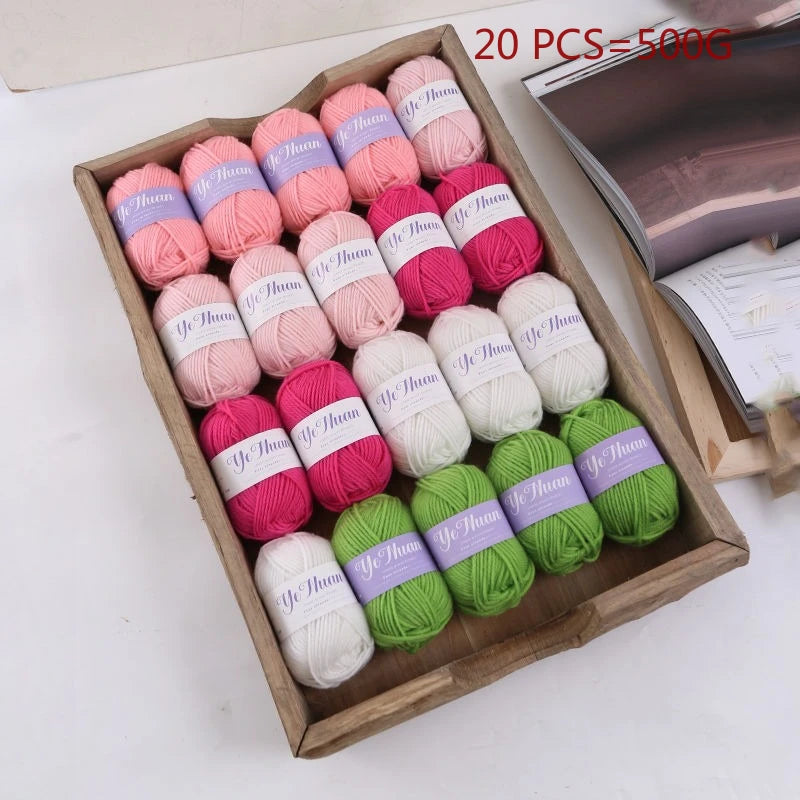 20 PCS 500g Thick Soft Knitting Yarn For DIY Hat Doll Bag Carpet Sweater Crochet Thread Handmade Medium Coarse Milk Cotton Yarn