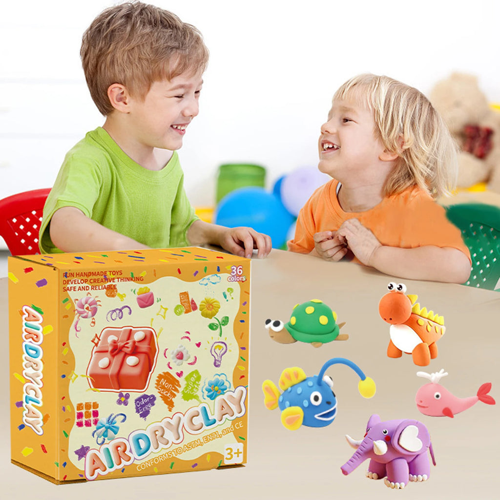 36-Color Air Dry Clay Kit with 3 Sculpting Tools - Non-Toxic Modeling Clay for Kids, No Baking Needed to Create & Keep 3D Art