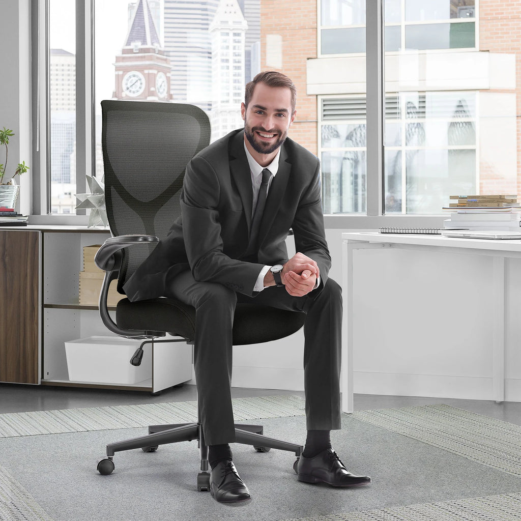 JHK Ergonomic Mesh Lumbar Support Office Desk Computer Chair High Back Swivel Rolling Gaming Chairs With Wheels And Flip-up Arms