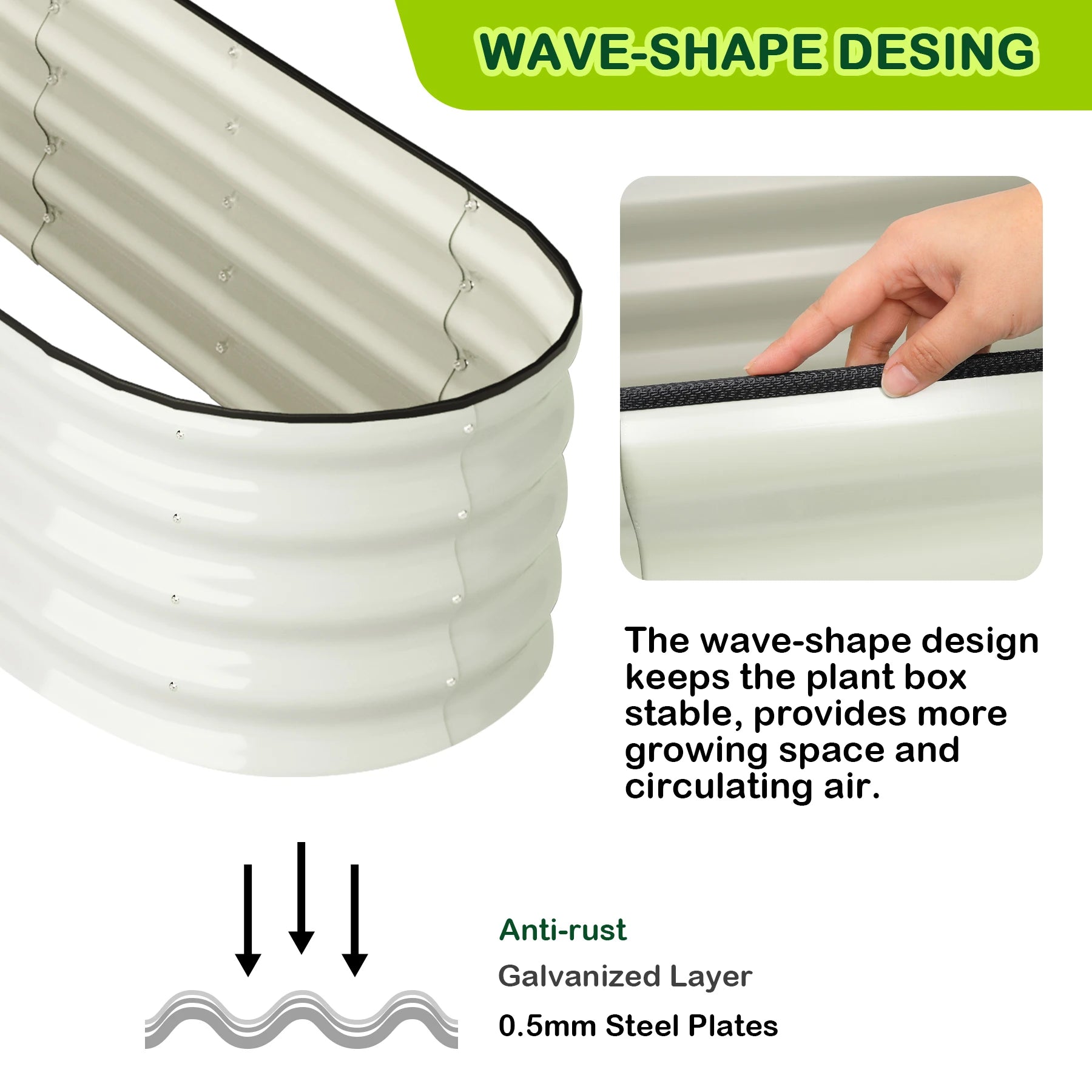 2 Pcs 4.5x2x1ft Oval Raised Garden Beds