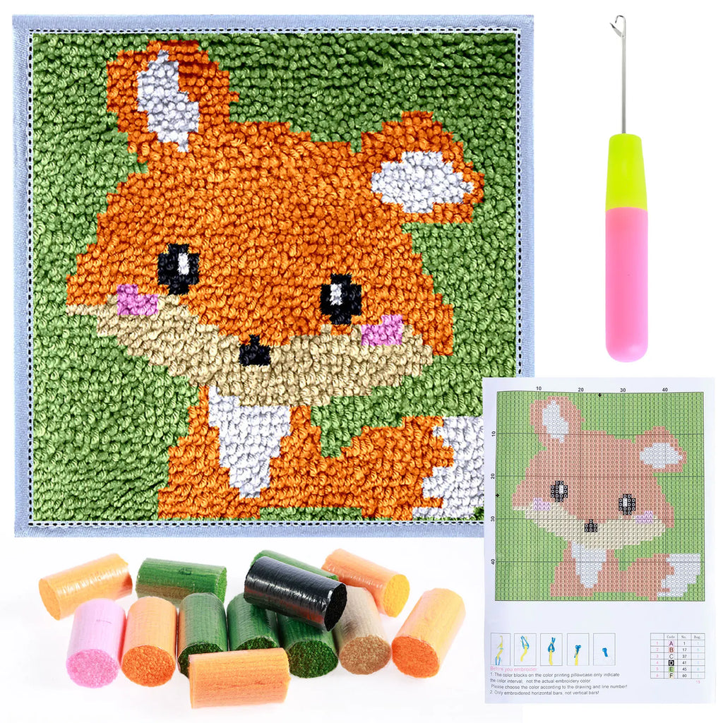 Latch Hook Kit DIY Craft Rug Fox Panda Owl