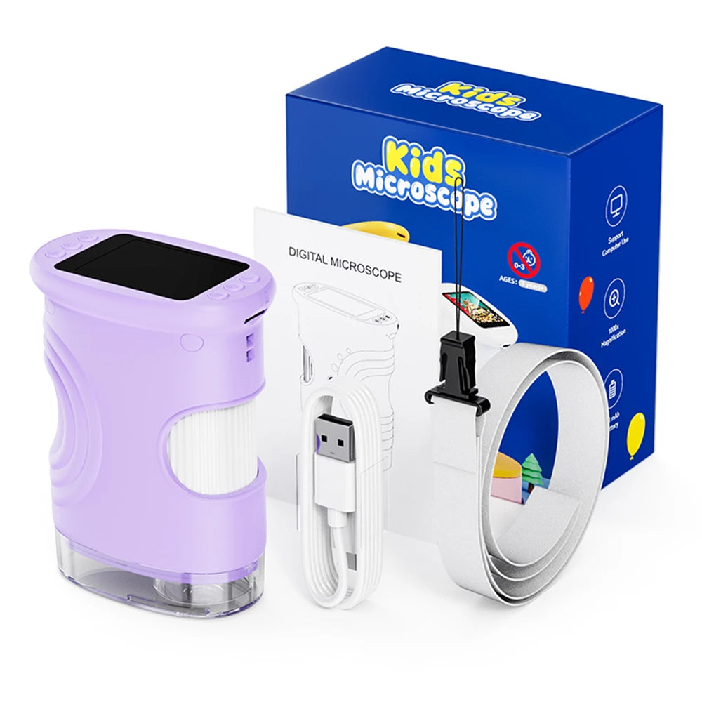 1000X Handheld Microscope for Kids 2.0" Screen Rechargeable