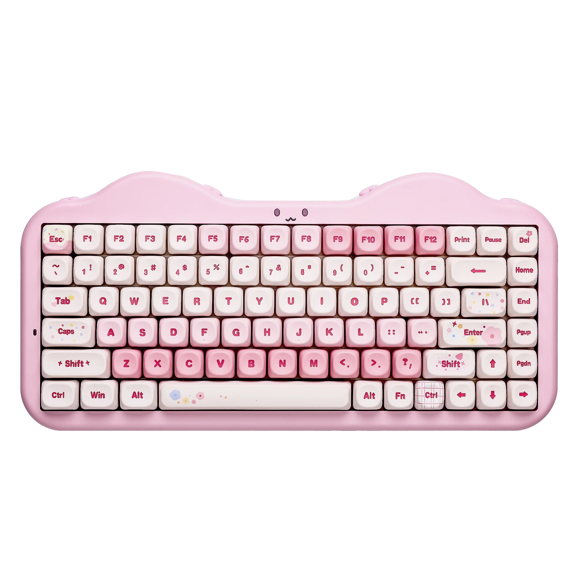 Pink Wireless Mechanical Keyboard, Cute Cake Design for Win/Mac/Gaming