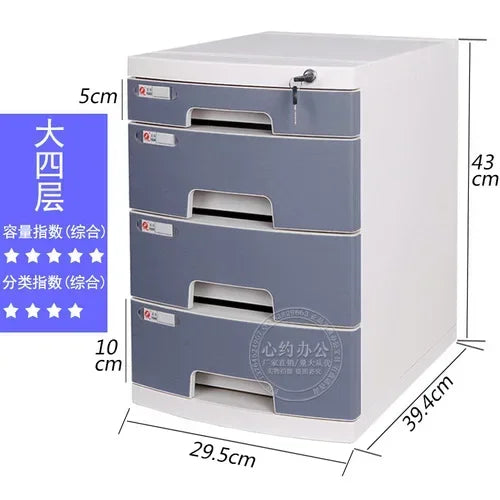 Desktop File Cabinet: A4 File Drawers with Lock, Office Receipt Storage Box, Plastic File Organizer for Desk,  Document Storage