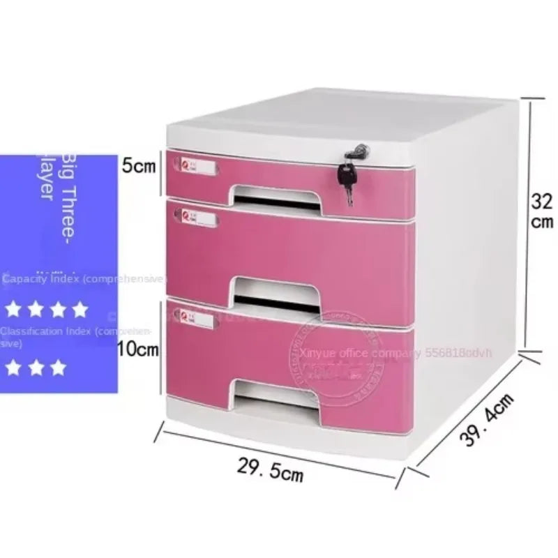 Desktop File Cabinet: A4 File Drawers with Lock, Office Receipt Storage Box, Plastic File Organizer for Desk,  Document Storage