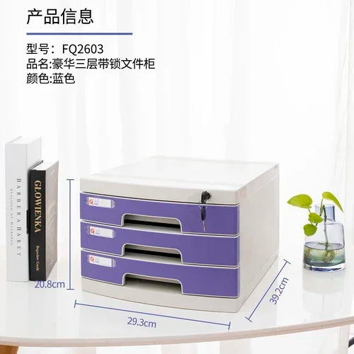 Desktop File Cabinet: A4 File Drawers with Lock, Office Receipt Storage Box, Plastic File Organizer for Desk,  Document Storage