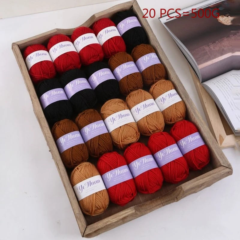 20 PCS 500g Thick Soft Knitting Yarn For DIY Hat Doll Bag Carpet Sweater Crochet Thread Handmade Medium Coarse Milk Cotton Yarn