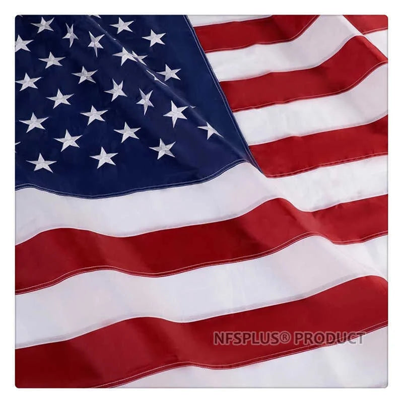 Outdoor USA Flag 3x5 Feet Waterproof Nylon Embroidered Stars Sewn Stripes Brass Grommets