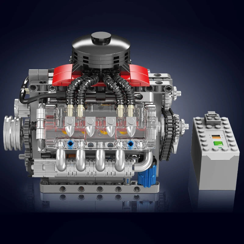V8 Engine Building Block Assembly Car Motor Brick Set