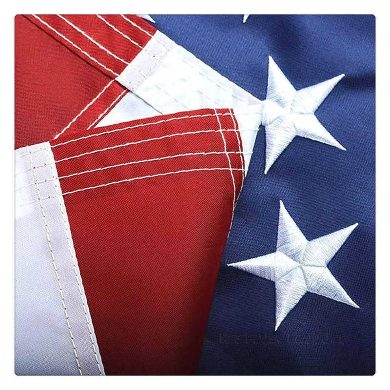Outdoor USA Flag 3x5 Feet Waterproof Nylon Embroidered Stars Sewn Stripes Brass Grommets