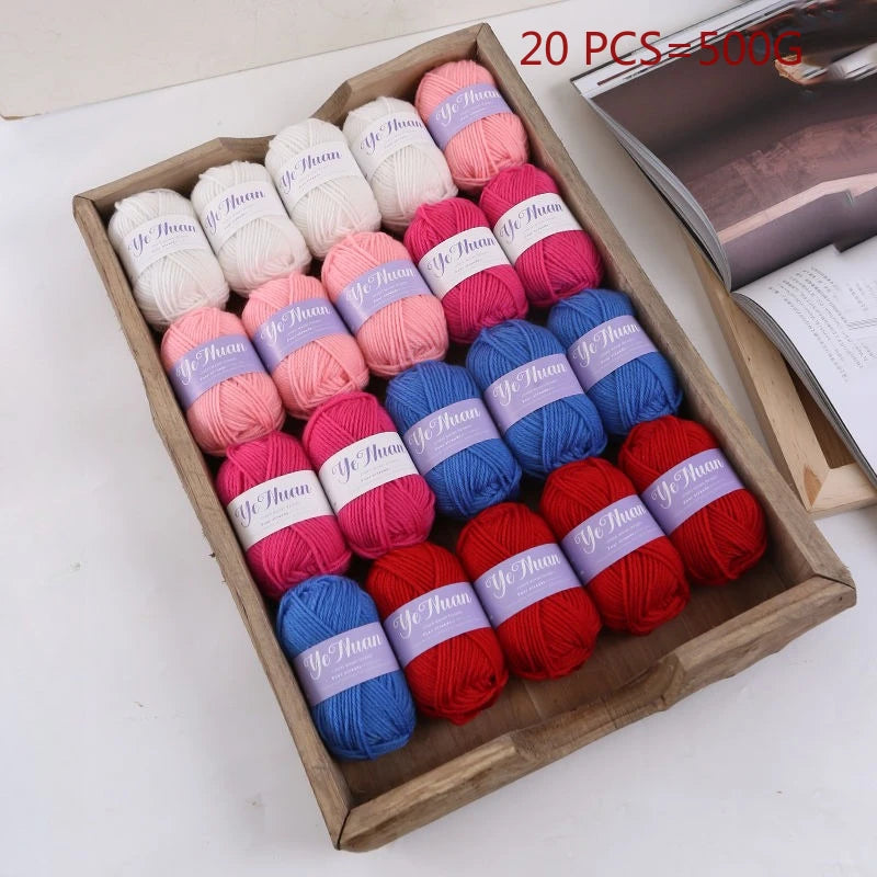 20 PCS 500g Thick Soft Knitting Yarn For DIY Hat Doll Bag Carpet Sweater Crochet Thread Handmade Medium Coarse Milk Cotton Yarn