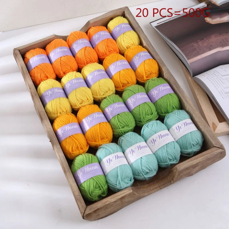20 PCS 500g Thick Soft Knitting Yarn For DIY Hat Doll Bag Carpet Sweater Crochet Thread Handmade Medium Coarse Milk Cotton Yarn