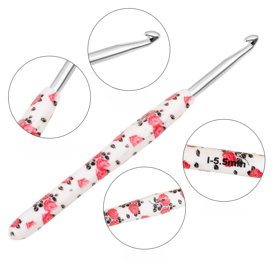 14pcs Rose Crochet Needle Kit with Case Crochet Needles for Beginners