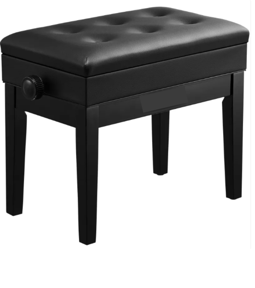 Piano Bench, 22" X 13" X 19.3", With 19.3"-22.8" Adjustable Height, Padded Cushion, Storage Compartment