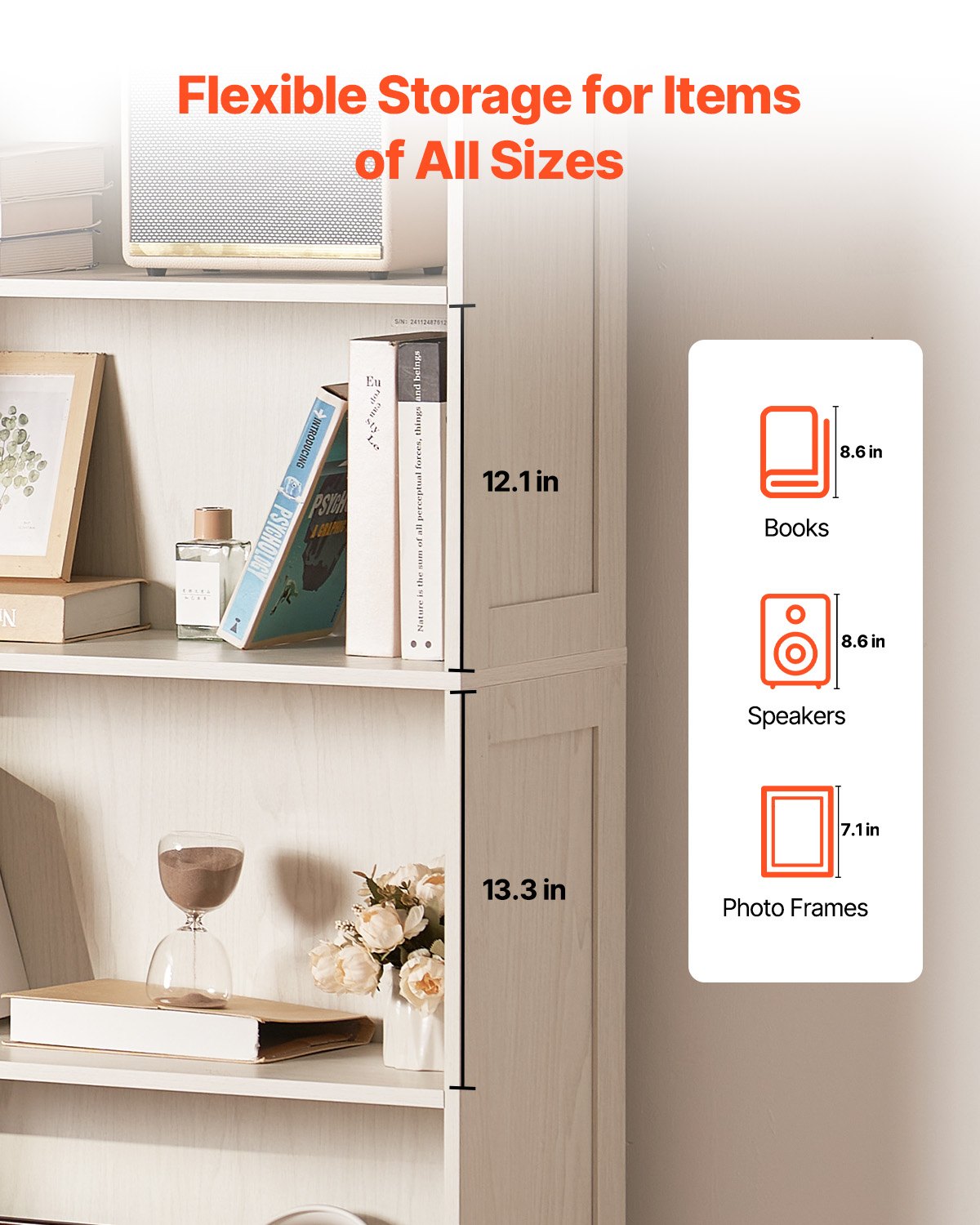 68" Tall Bookshelf, White