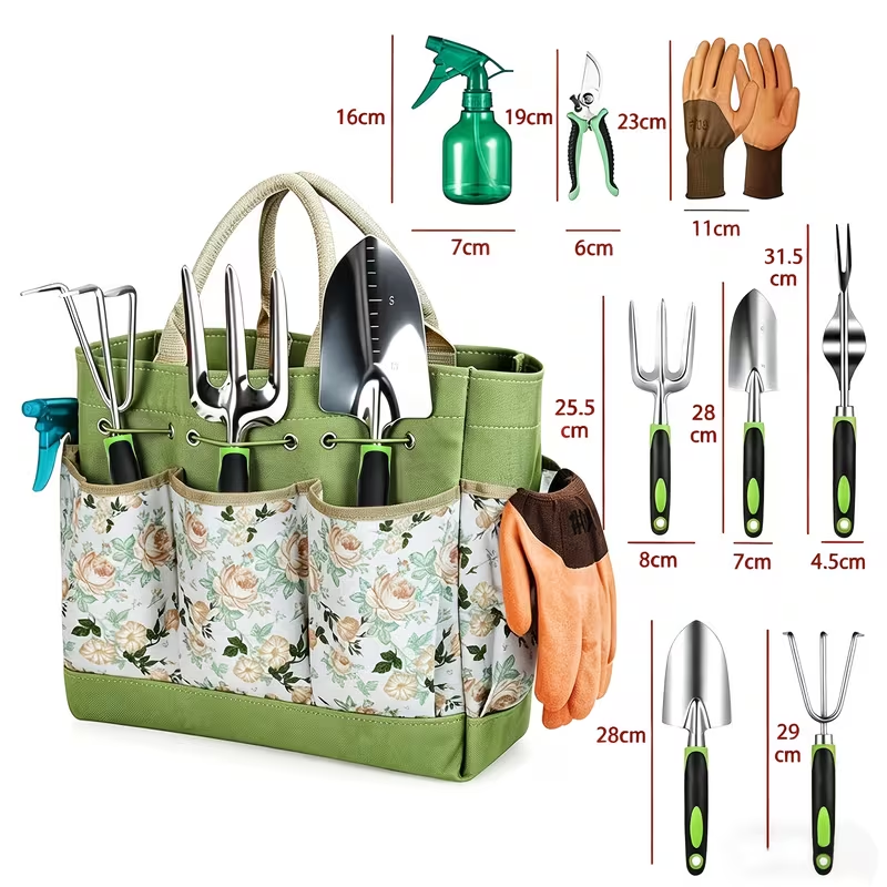 9pcs Garden Tool Set with Organizer Tote