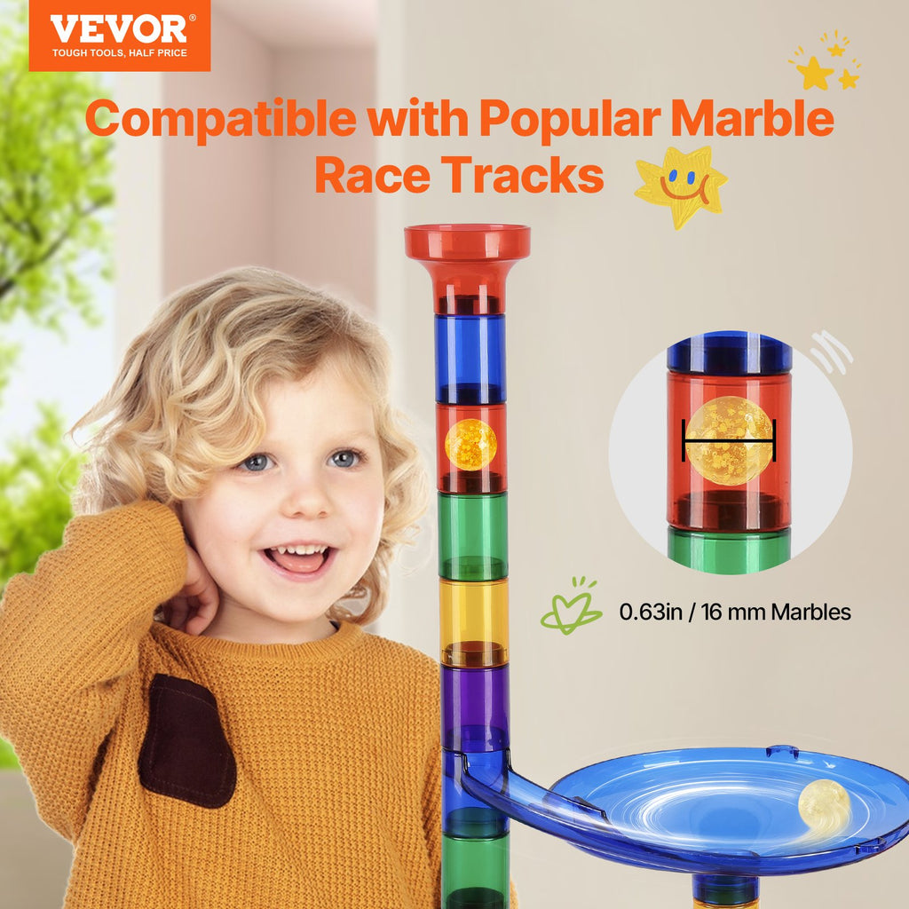 Marble Run Set, 145 Piece Marble Maze Building Block Brain Game, With 5 Glow In The Dark Marbles + 40 Glass Marbles, Educational Learning Race Track STEM