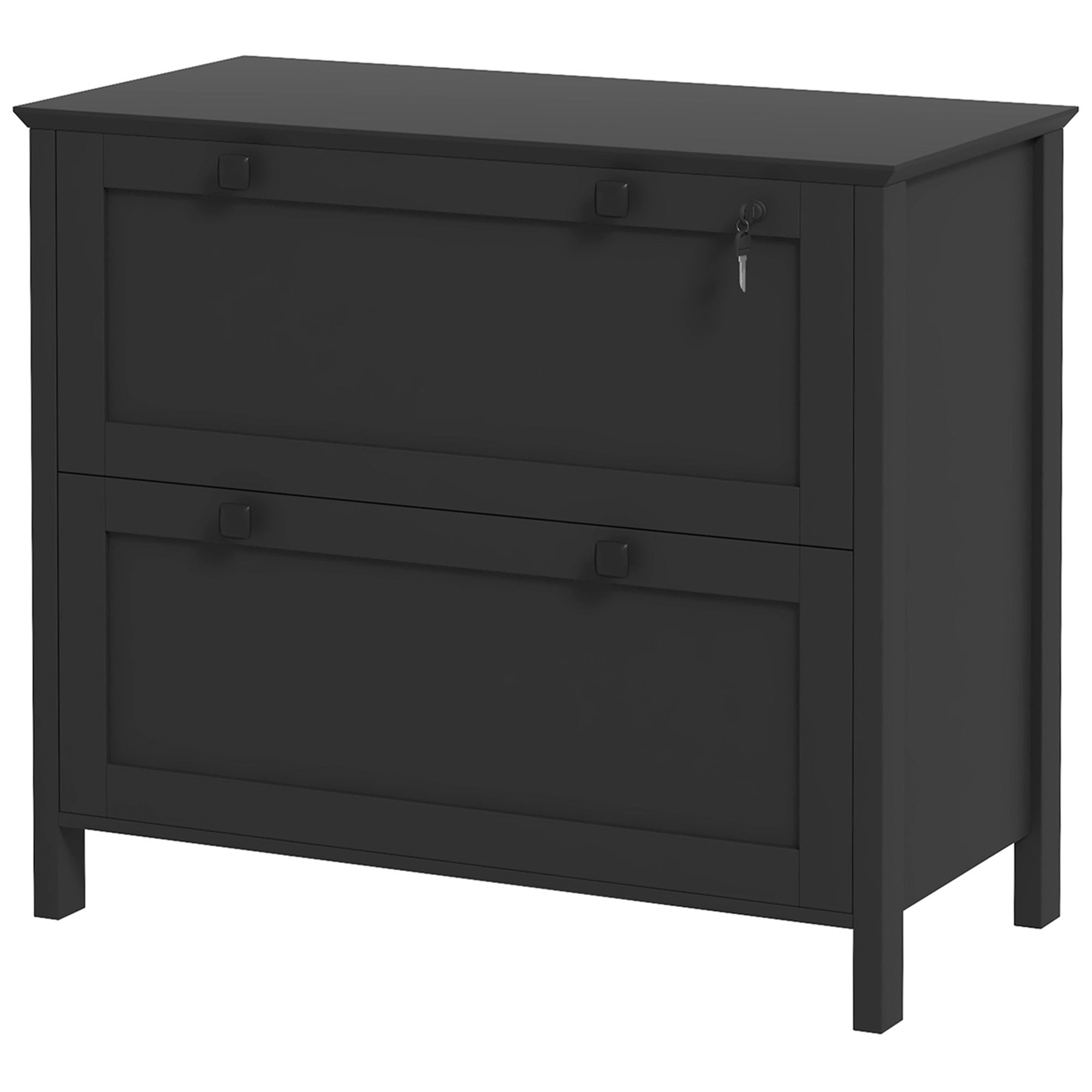 Lateral File Cabinet, 2 Drawer Filing Cabinet, Black