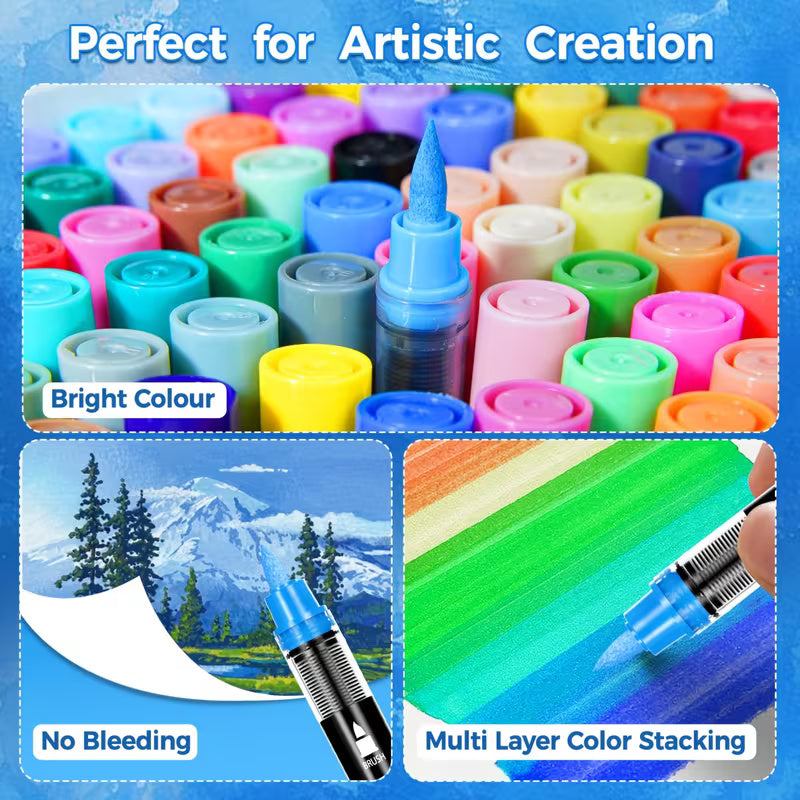 168 Color Brush Tip Acrylic Paint Set