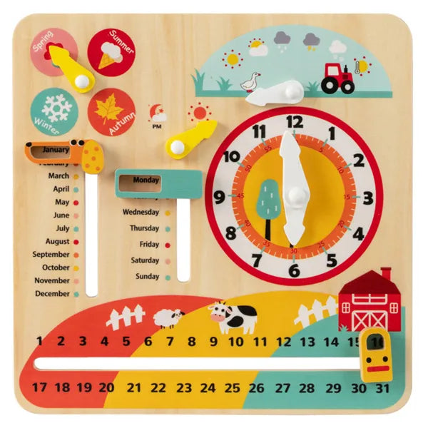 Montessori Wooden Time, Seasons, Months Learning Board