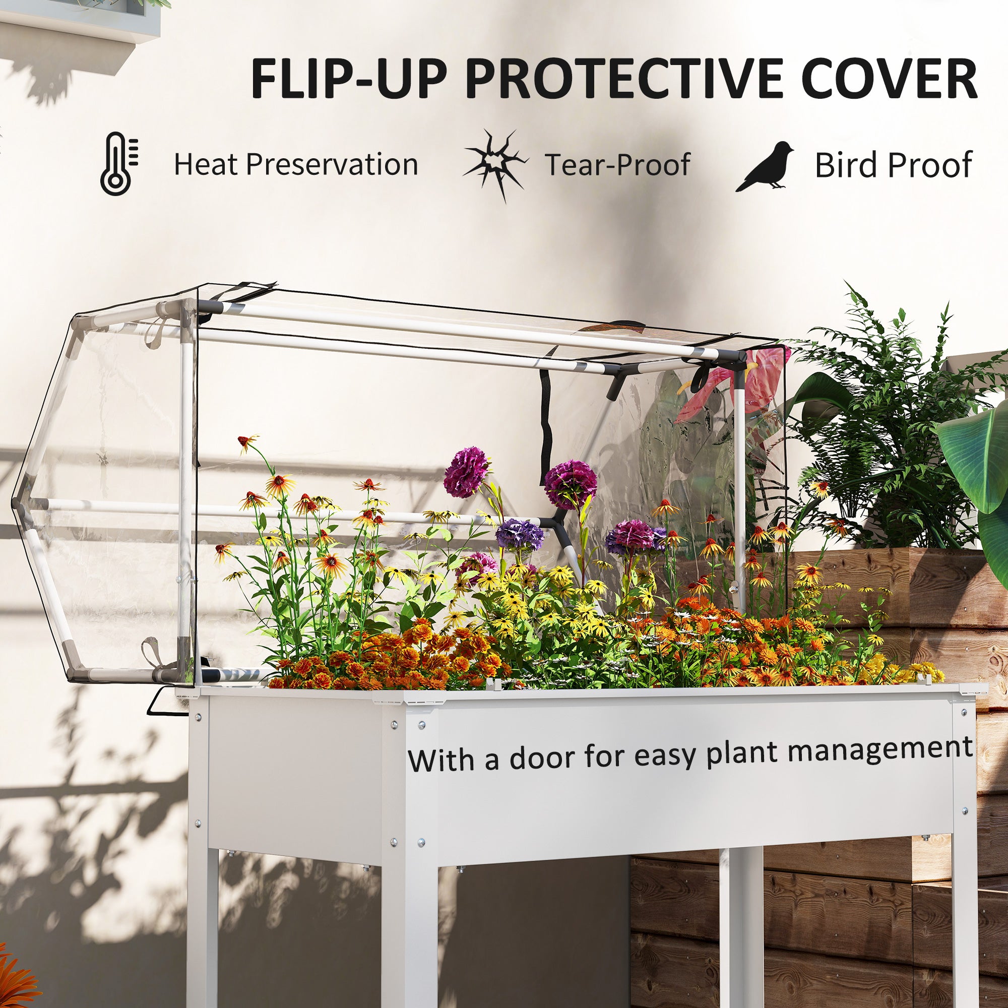 Elevated Garden Box with Greenhouse Cover