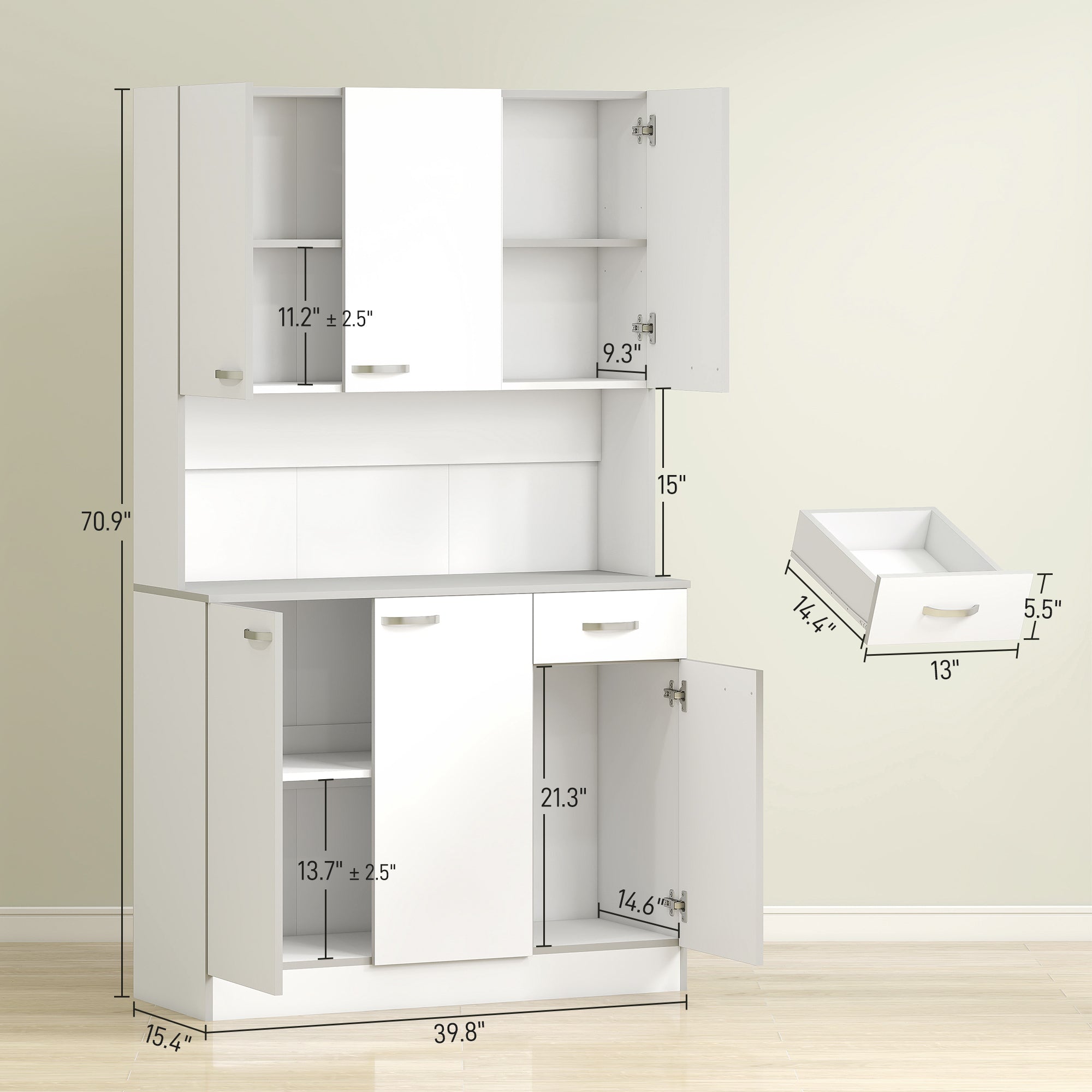 71" Storage Cabinet, White