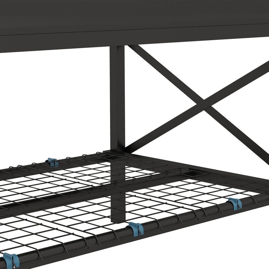 Galvanized Raised Garden Bed, Metal Planter Box with Legs, Storage Shelf and Bed Liner, Black