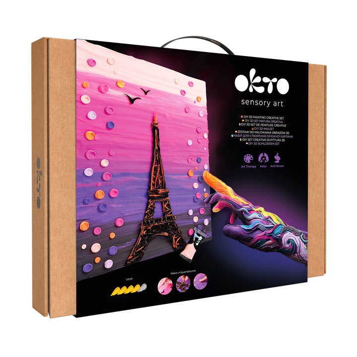 Travel the World with OKTO - Sculpt the Paris Skyline with OKTO Sensory Art 3D Clay Painting 16.x12 Inches