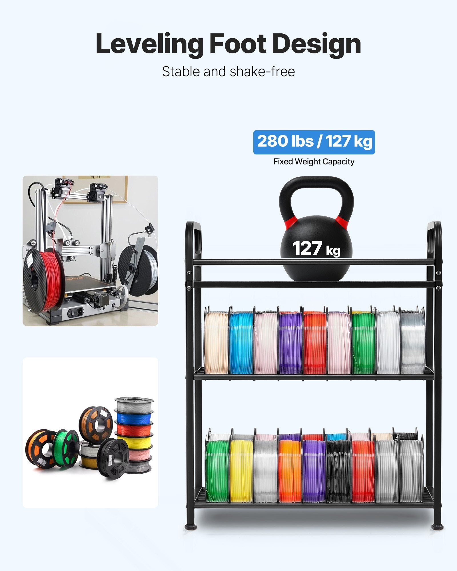 3D Printer Filament Storage Rack, 3 Tier Heavy Duty Storage Shelf ( Shelf Only)