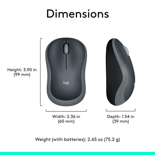 Logitech M185 Wireless Mouse, 2.4GHz with USB Mini Receiver