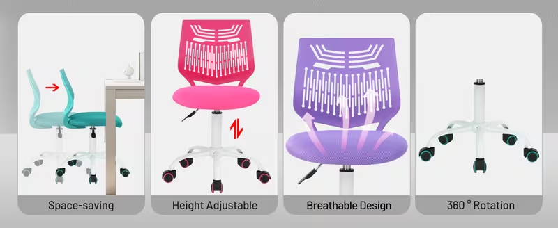 Choose Your Color Pink Green or Purple Height-Adjustable Swivel Student Desk Chair with Mesh Back and Padded Seat (Copy)