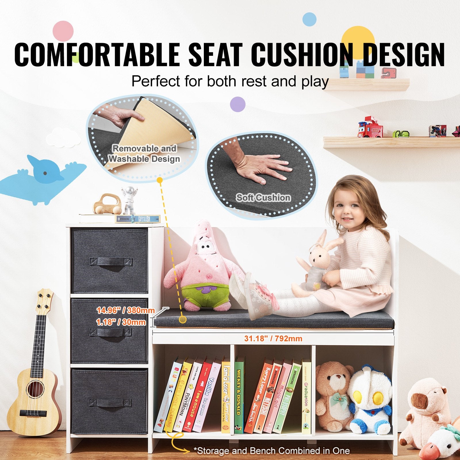 Kids Reading Nook Bench With Storage