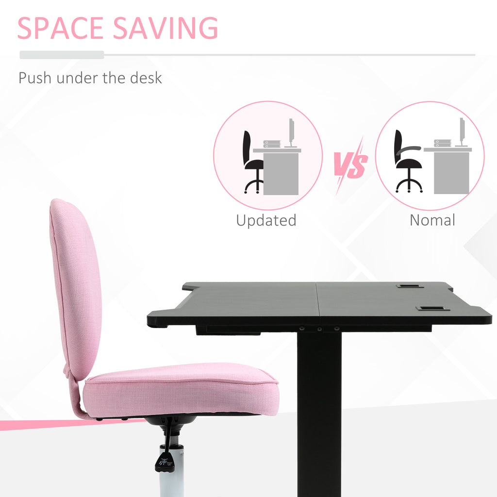 Heart Love Shaped Back Design Office Chair With Adjustable Height, Pink