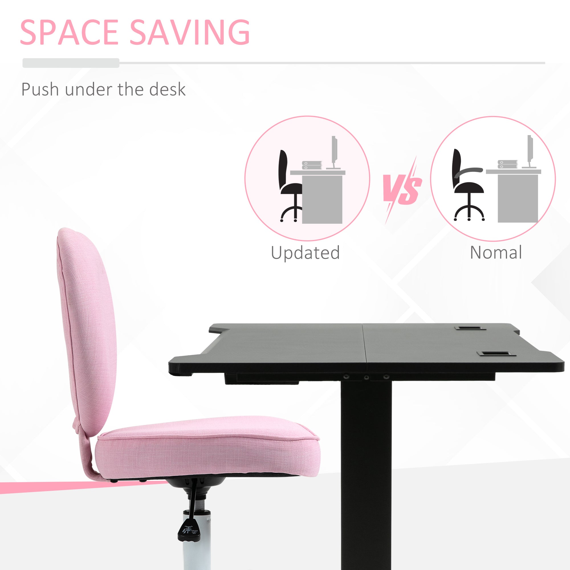 Heart Love Shaped Back Design Office Chair With Adjustable Height, Pink
