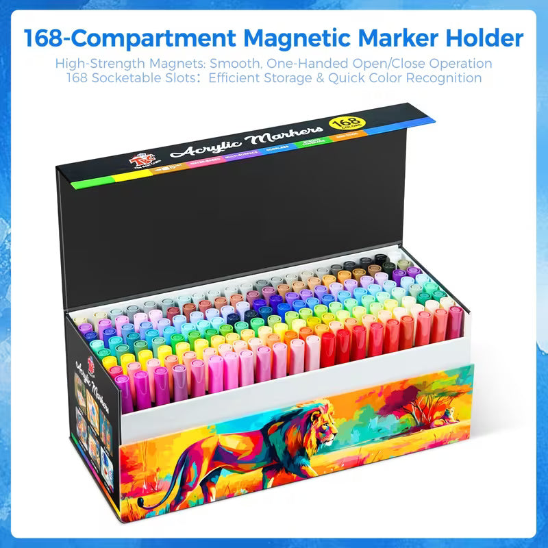168 Color Brush Tip Acrylic Paint Set