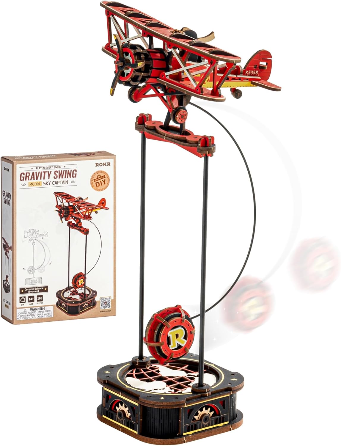 3D Wooden Puzzle Kit - Gravity Swing Series With Moving Mechanism, Challenging DIY Building Project