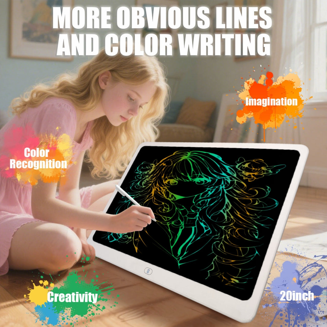 LCD Writing Tablet, 20 Inch Colorful Toddler Doodle Board Drawing Tablet, Erasable Reusable Electronic Drawing Pad