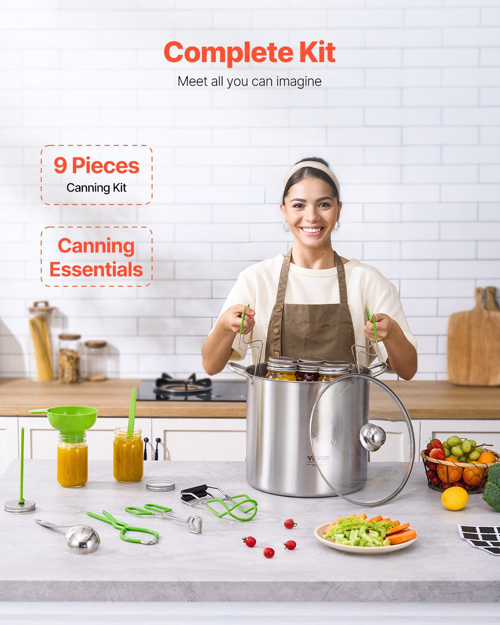 Water Bath Canning Supplies Starter Kit 9 PCS Stainless Steel