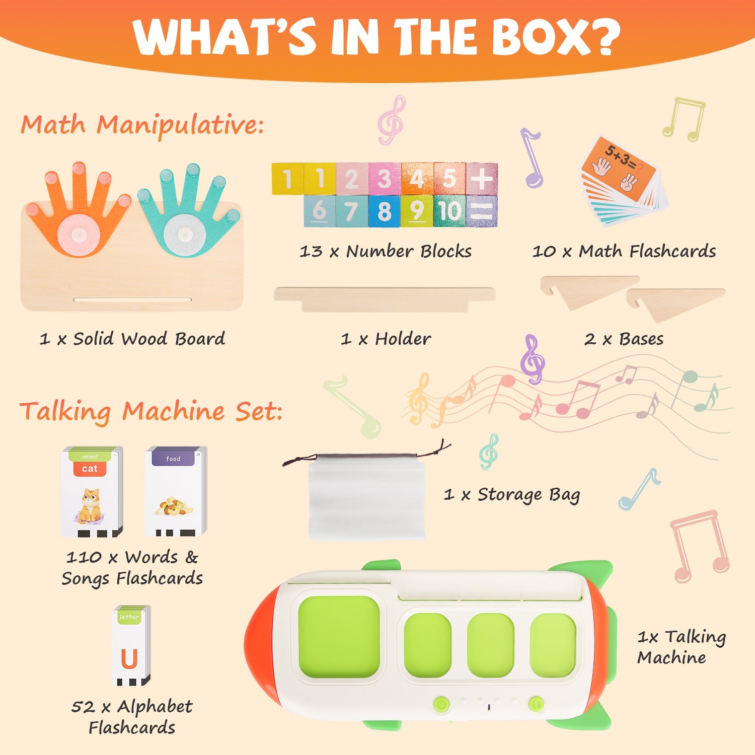 Talking Flash Cards And Finger Counting Math Board Interactive Learning Numbers Alphabet Words Songs
