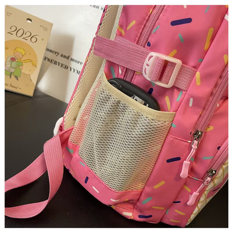 3 Piece Backpack Set with Ice Cream Design