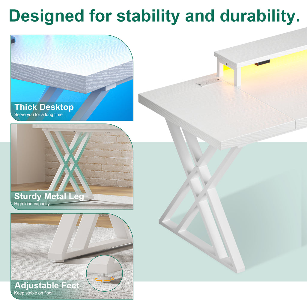 Thick Desktop Board Desk - WHITE