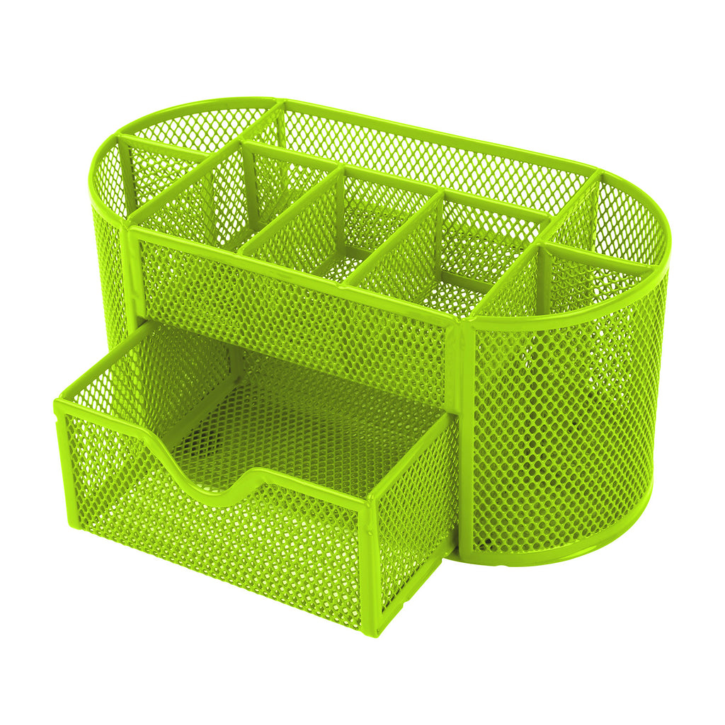 1Pc Metal Mesh Pencil Holders Desk Organizer With 9 Compartment Pen Holder Storage