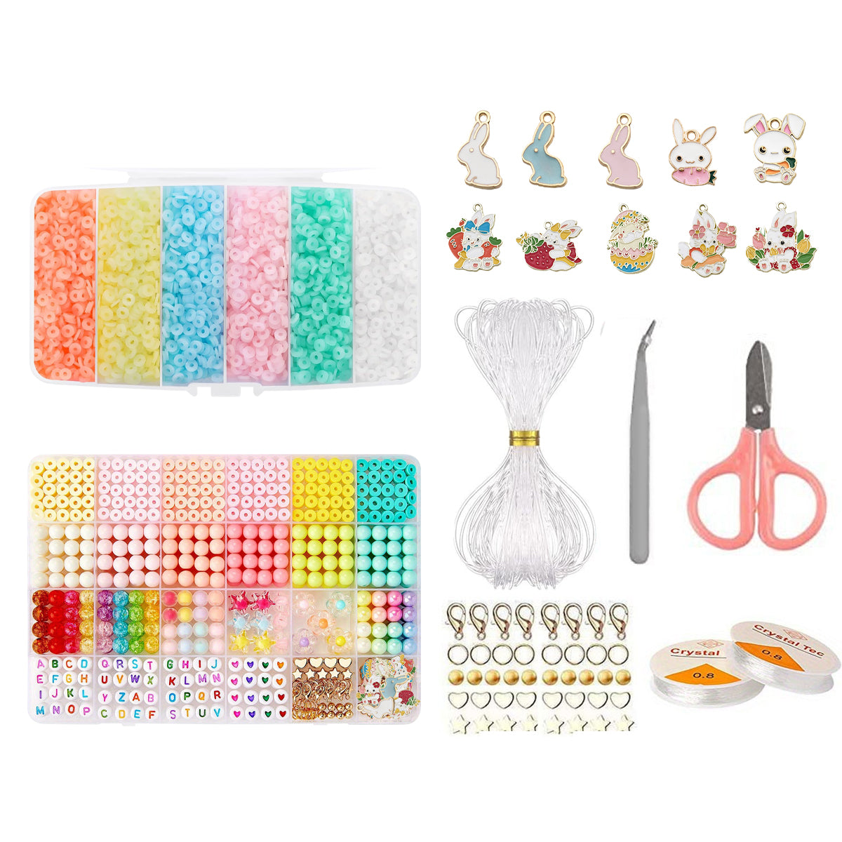 8243 pcs Jelly Color Clay Beads For Bracelet Making Kit