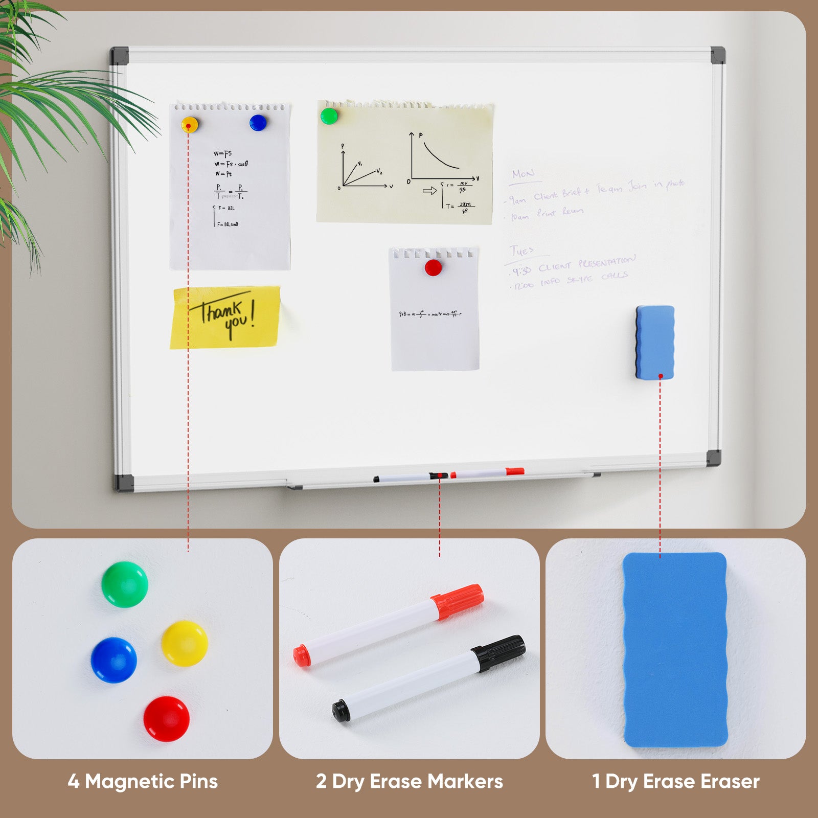 Magnetic Dry Erase Board  36 X 24 Inches