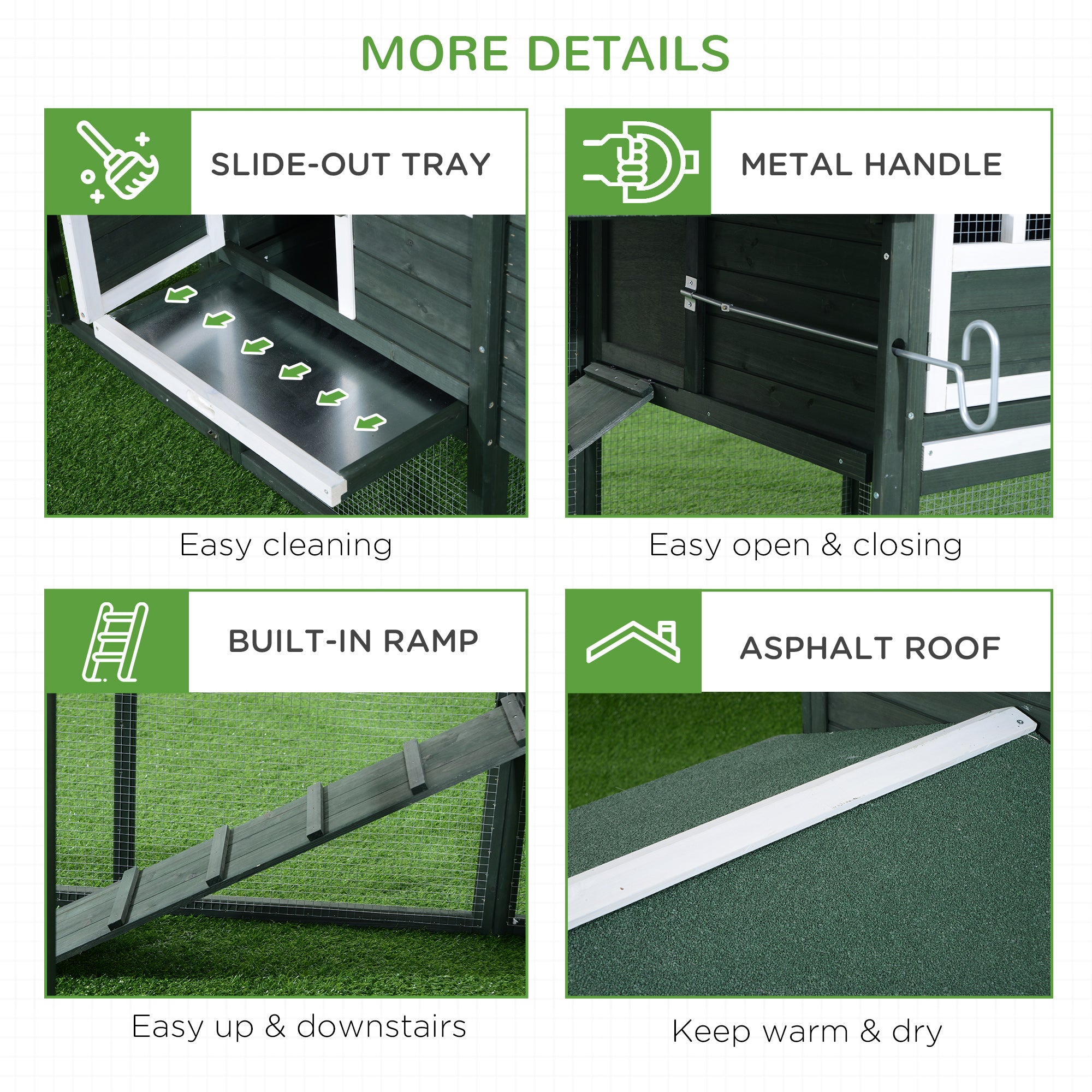 84" Wooden Chicken Coop, Green
