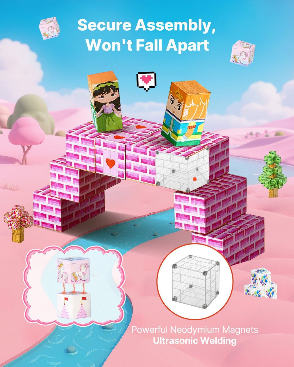 Magnetic Blocks 100 PCS Princess Castle Set STEM Montessori Sensory Educational Toys