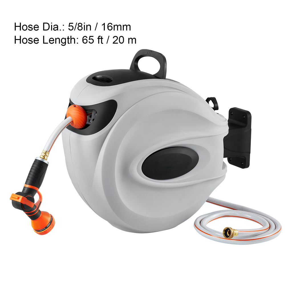 VEVOR Retractable Hose Reel Water Hose Reel, Swivel Wall-Mounted