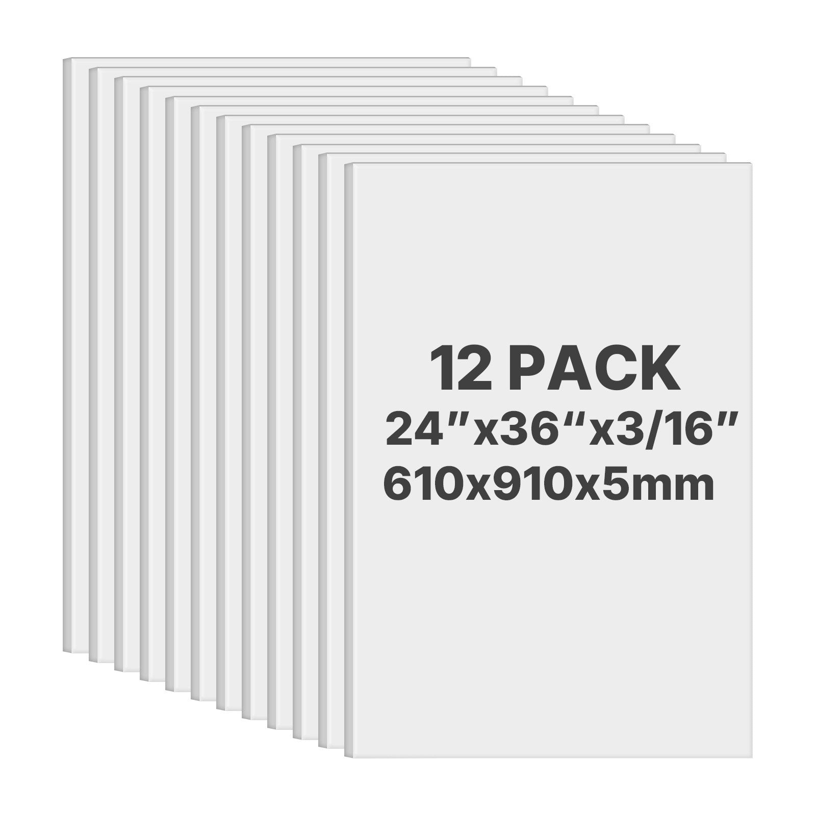 Foam Board, 12 Pack 24 X 36 Inch, 3/16 Inch Thickness Double Sided Foam