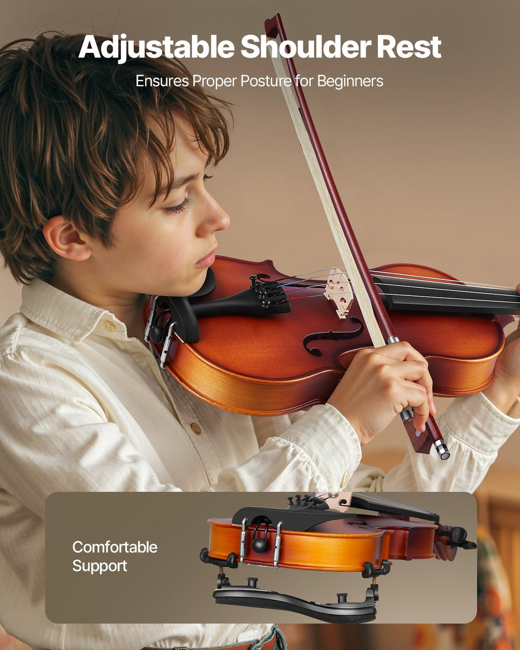 Violin 1/2 Size For Adults, Violin Fiddle Set For Beginners Student With Hard Case, Rosin, Bow, Shoulder Rest,Bridge,Tuner And Extra Strings,Solidwood Professional Musical Instruments (Brown)