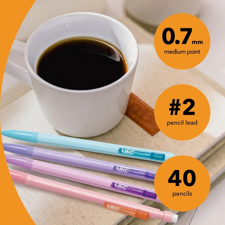 Bic Xtra Smooth Pastel Mechanical Pencils 40 Count Pack